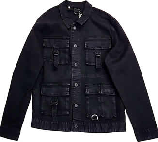 Smoke Rise Super Stretch Polished Black Denim Jacket (JJ22507)